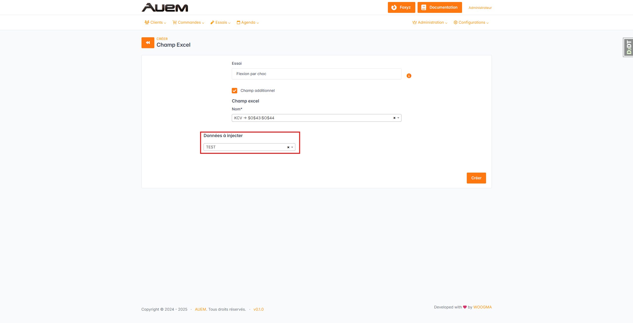 Champ supplémentaire