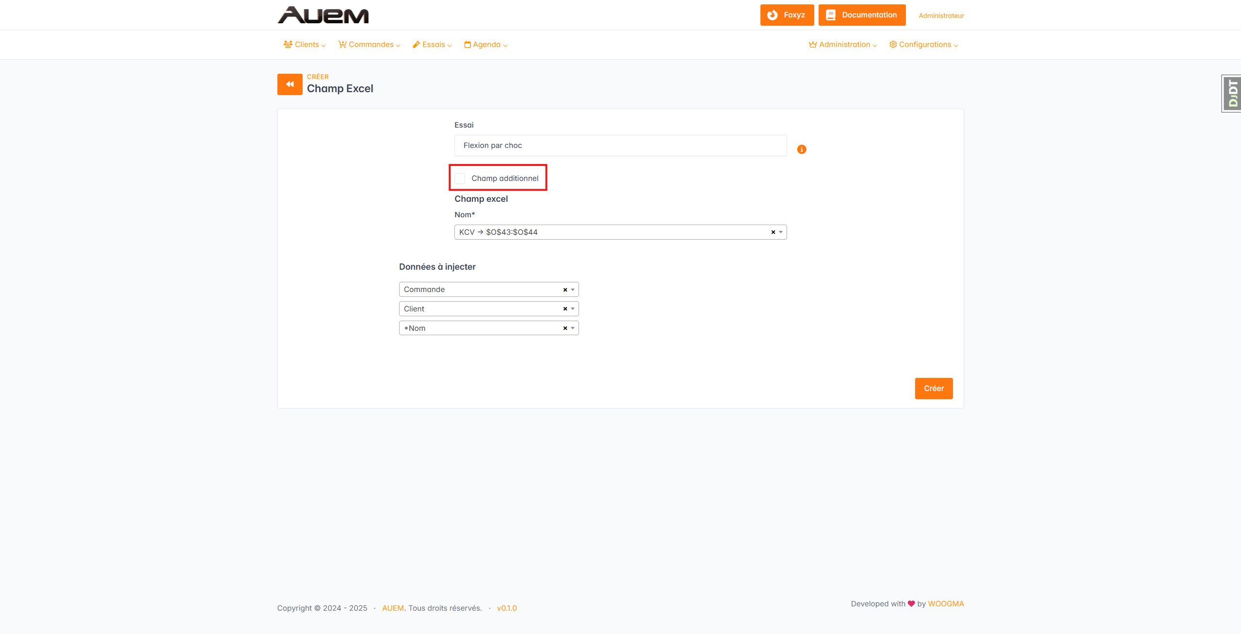 Ajouter champ supplémentaire