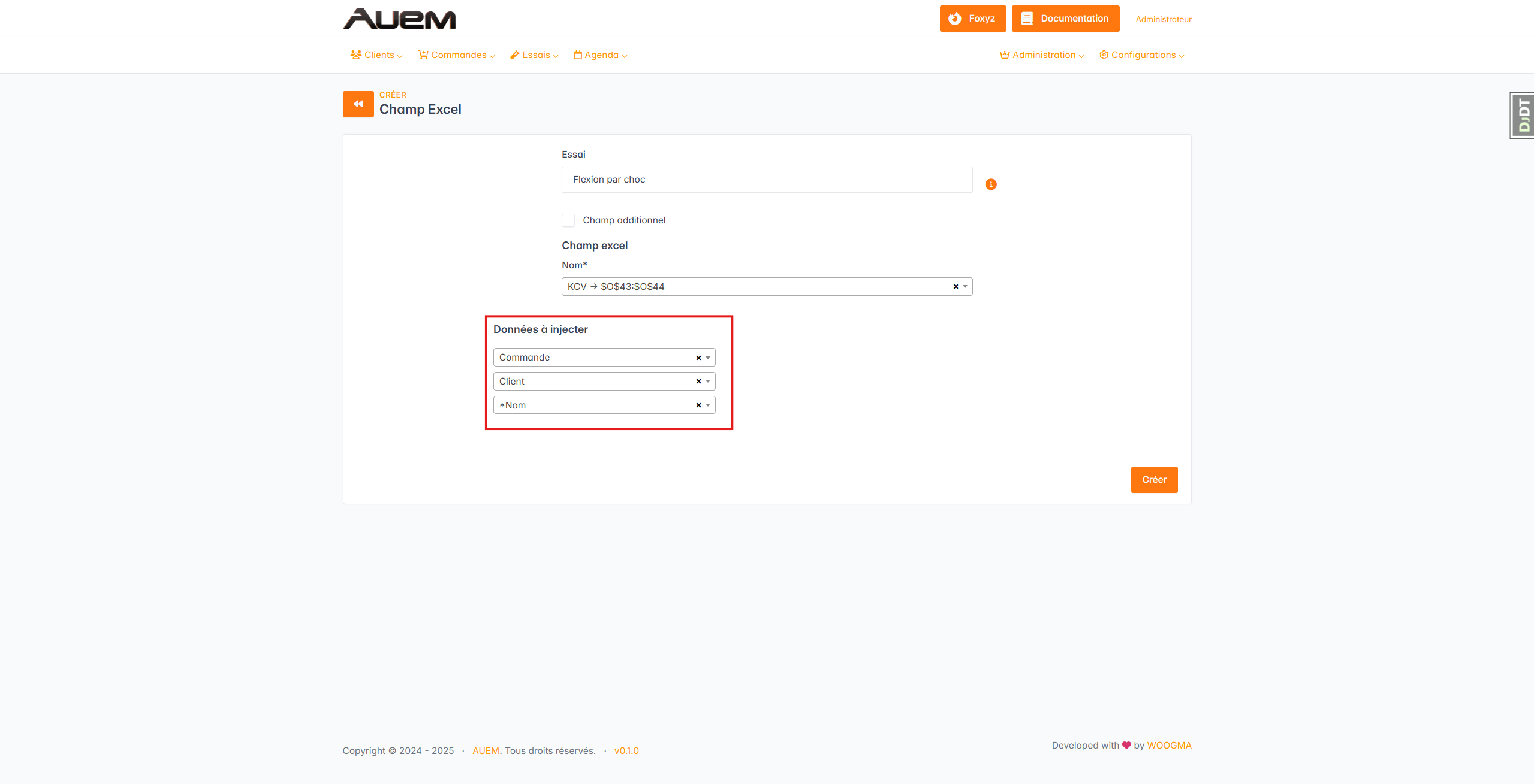 Données à injecter