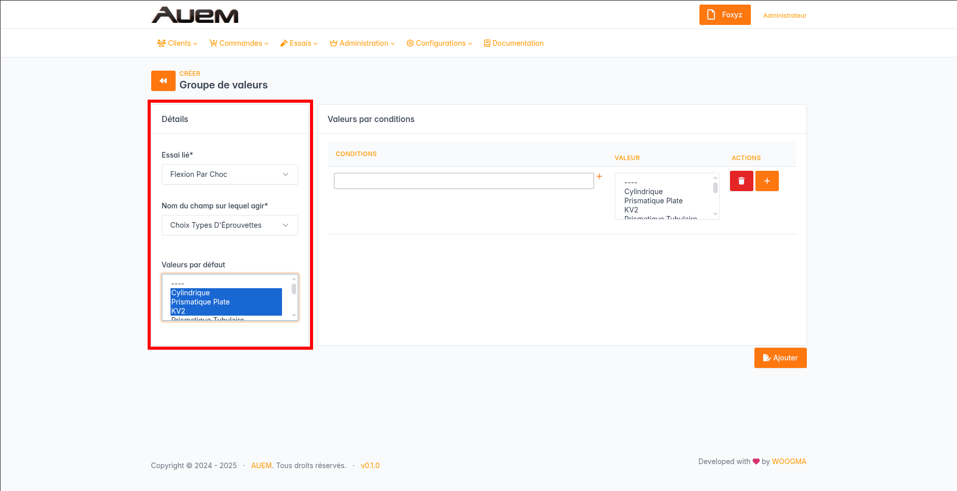Informations de l&#39;essai