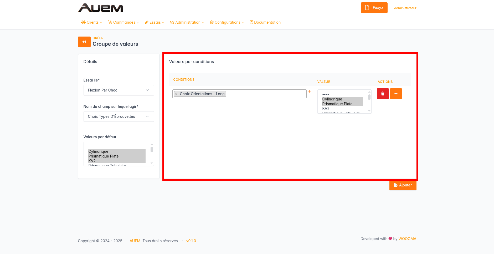 Valeurs conditionnelles